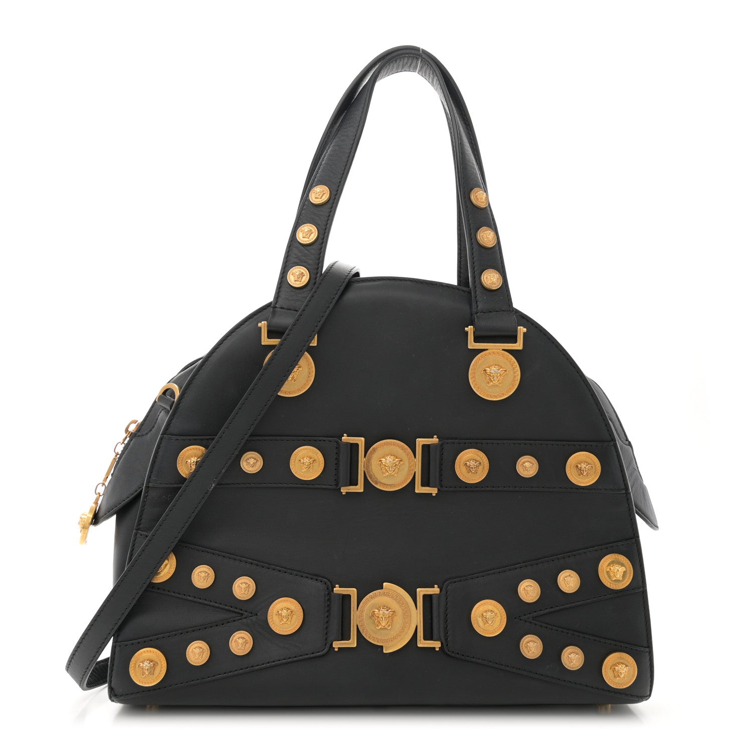 Versace Calfskin Medallion Tribute Bowling Bag Black 1 of 15