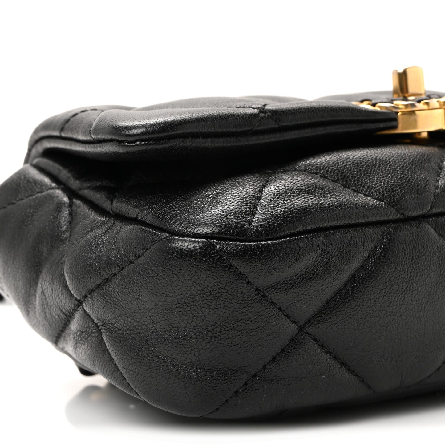 Goatskin Quilted Chanel 19 Waist Bag Black