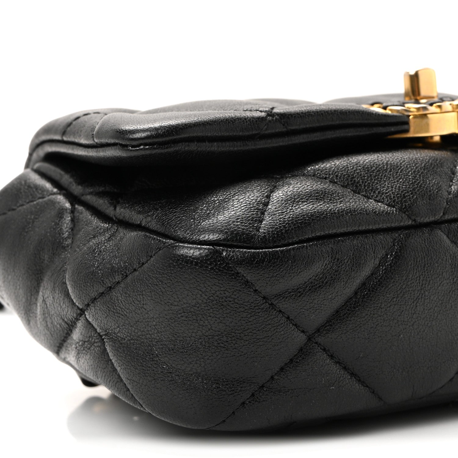 Chanel Goatskin Quilted Chanel 19 Waist Bag Black 9 of 10