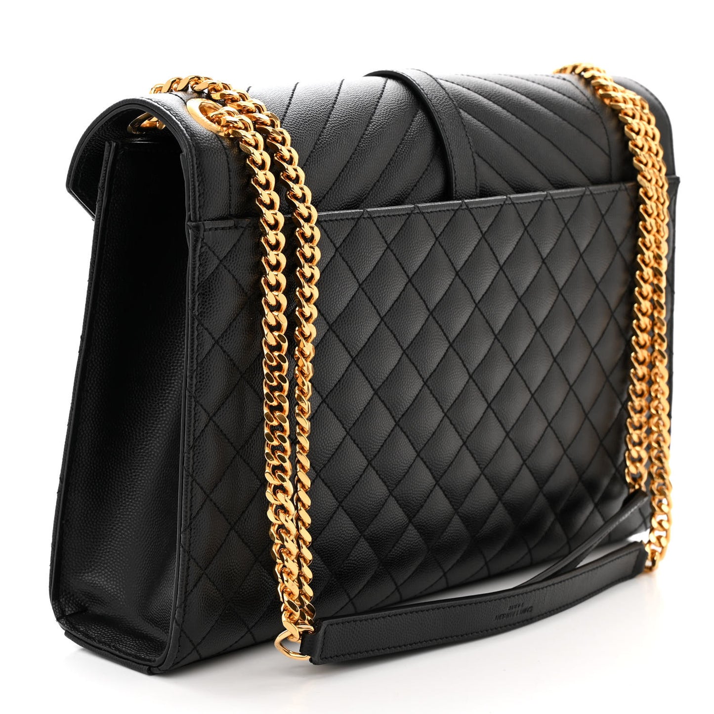 Grain De Poudre Textured Mixed Matelasse Large Triquilt Monogram Satchel Black