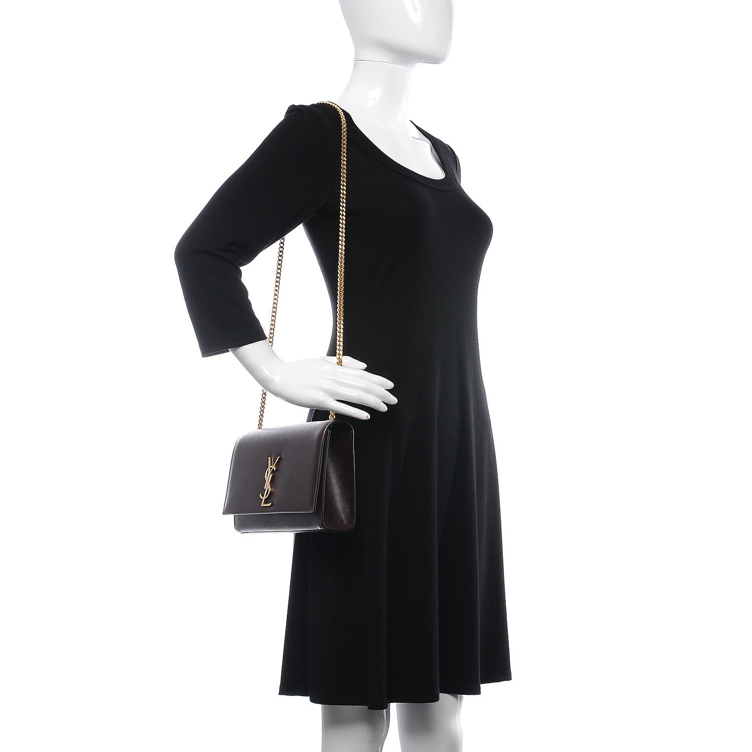 Saint Laurent Grain De Poudre Medium Classic Monogram Kate Satchel Amaranto 2 of 8