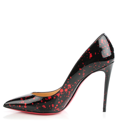 Christian Louboutin Patent Pollock Pigalle Follies 100 Pumps 37.5 Black Red 1 of 8