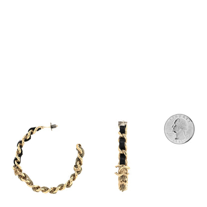 Chanel Lambskin CC Chain Hoop Earrings Gold 2 of 4