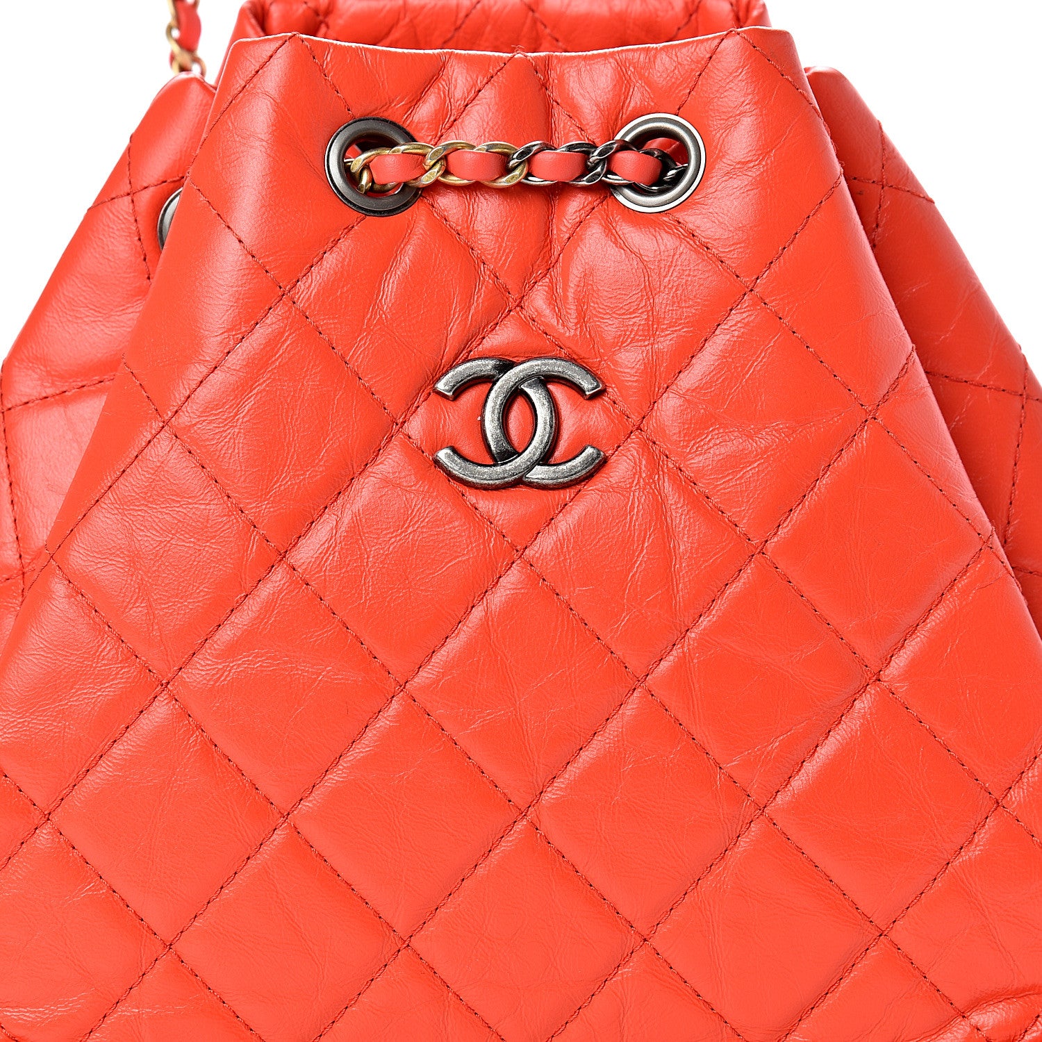 Chanel Aged Calfskin Quilted Small Gabrielle Backpack Orange 7 of 9