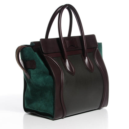 Celine Smooth Calfskin Suede Mini Tri-Color Luggage Burgundy 3 of 7