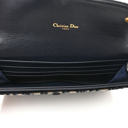 Christian Dior Oblique Saddle Chain Long Wallet Blue 6 of 13
