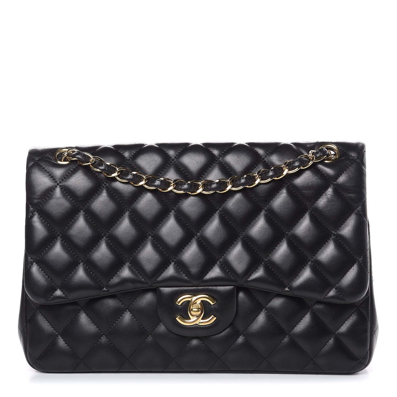 Chanel Lambskin Quilted Jumbo Double Flap Black 1 of 16