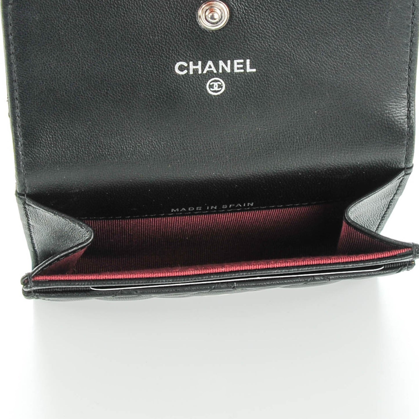 Lambskin Quilted Flap Card Holder Black