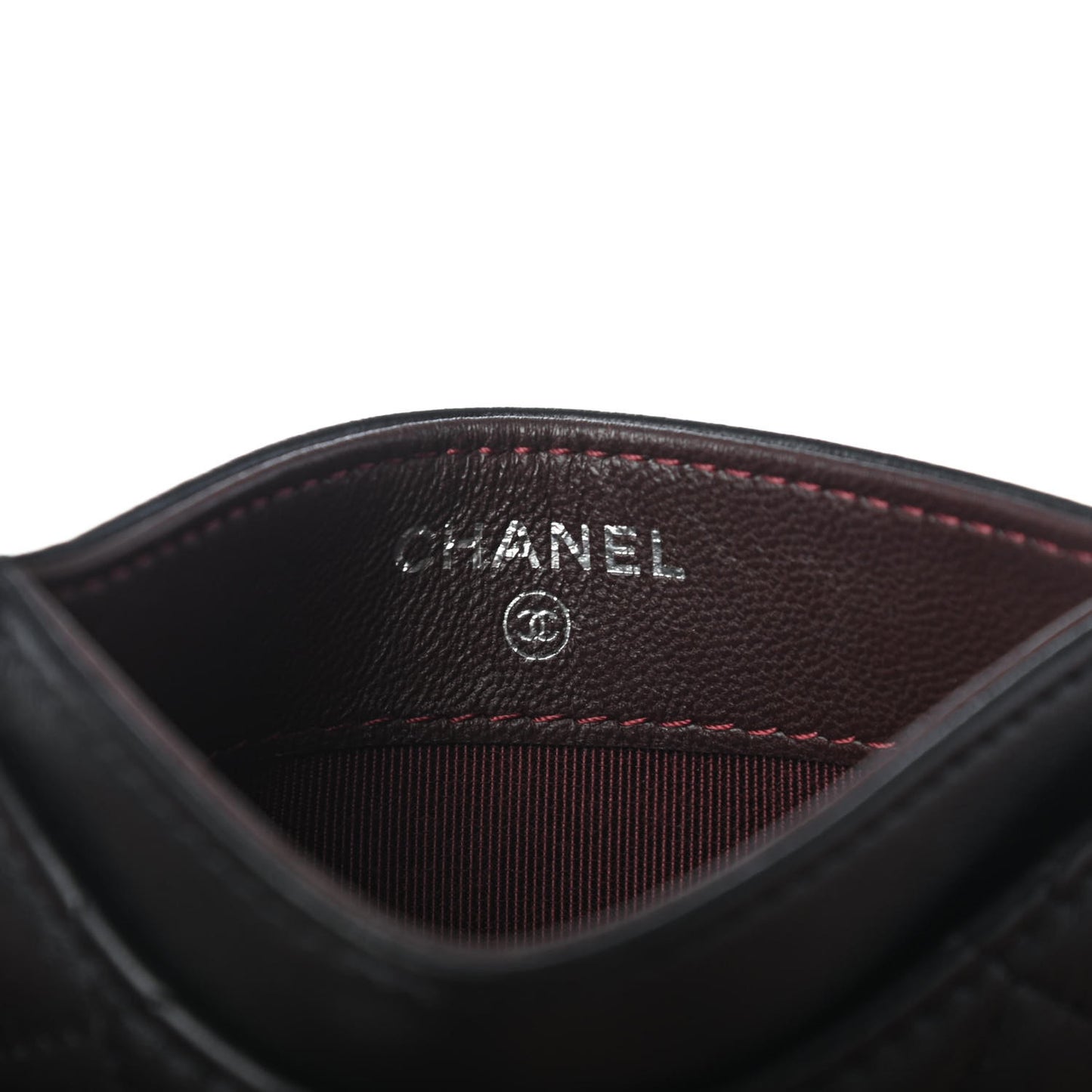 Lambskin Quilted Card Holder Black