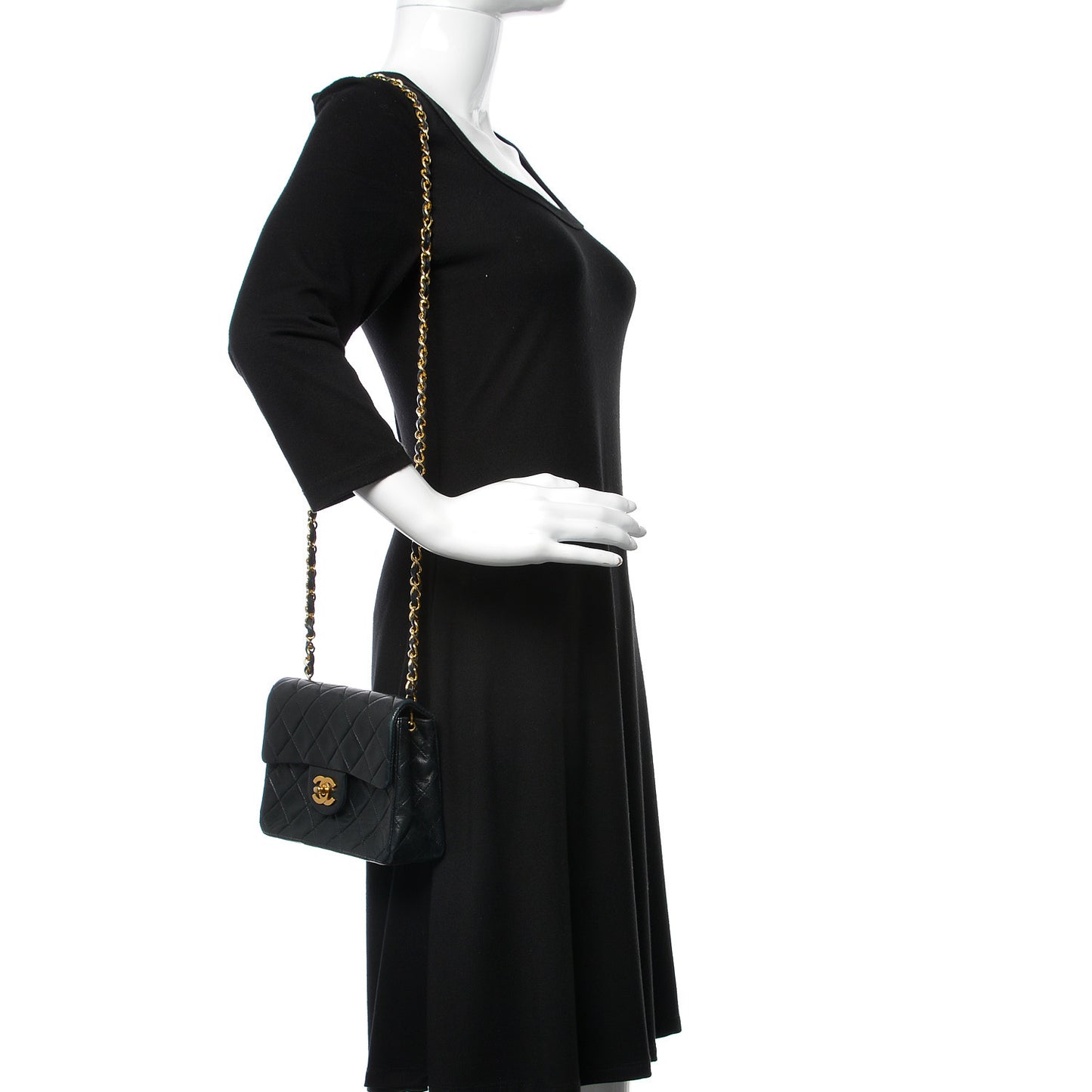 Lambskin Quilted Mini Square Flap Black