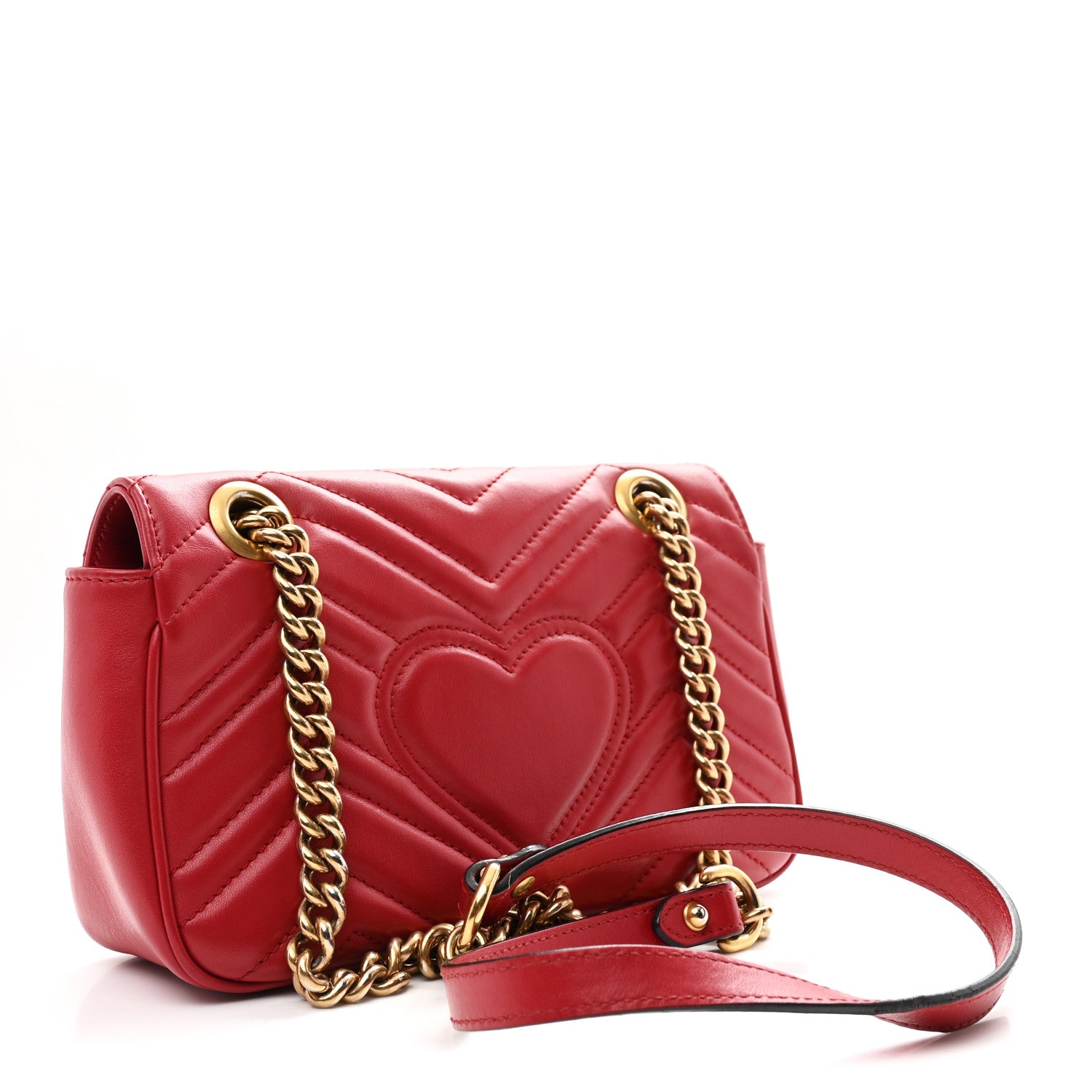 Gucci Calfskin Matelasse Mini GG Marmont Shoulder Bag Hibiscus Red 3 of 10
