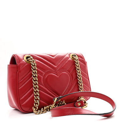 Gucci Calfskin Matelasse Mini GG Marmont Shoulder Bag Hibiscus Red 3 of 10