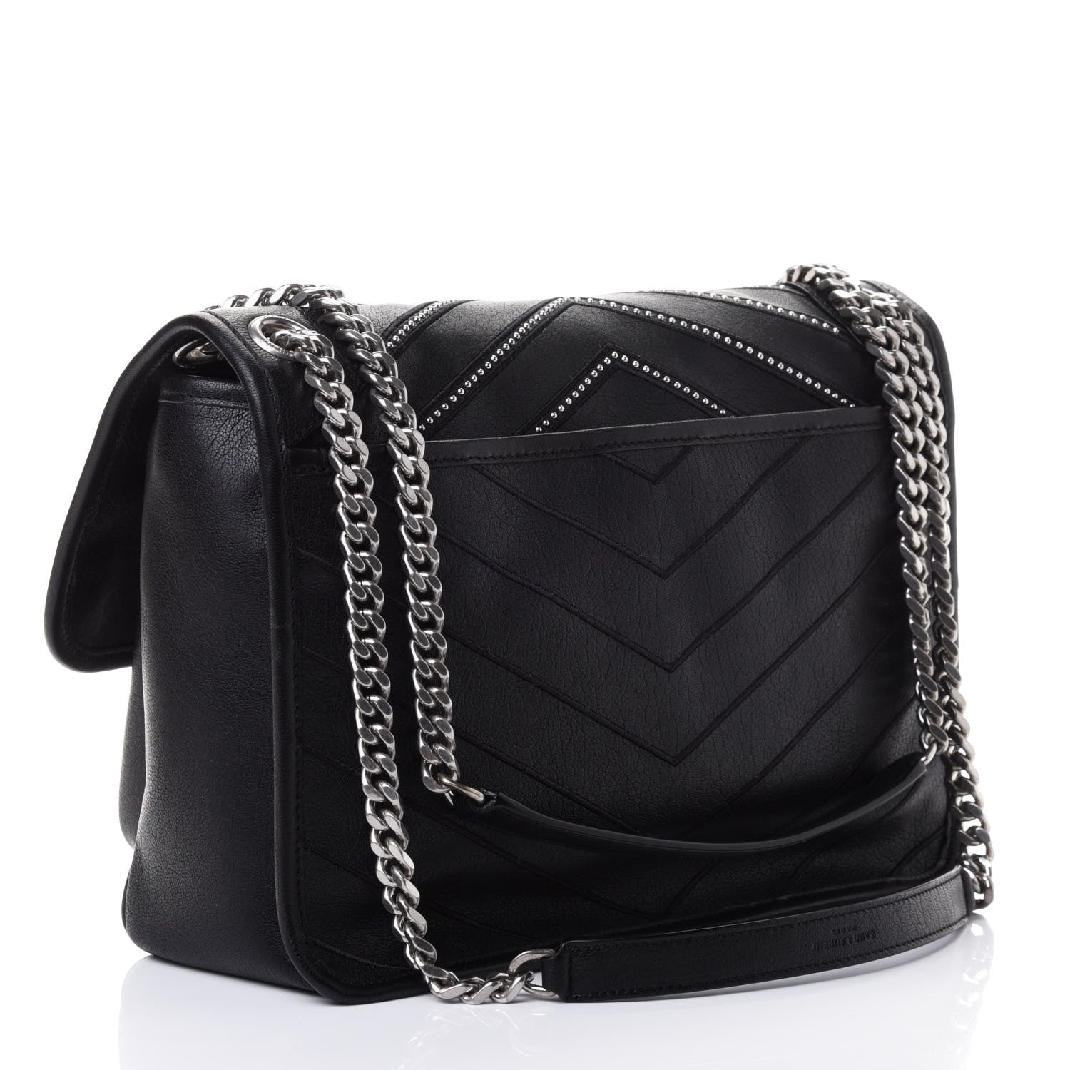 Saint Laurent Lambskin Matelasse Monogram Microstud Medium Niki Chain Satchel Black 2 of 4