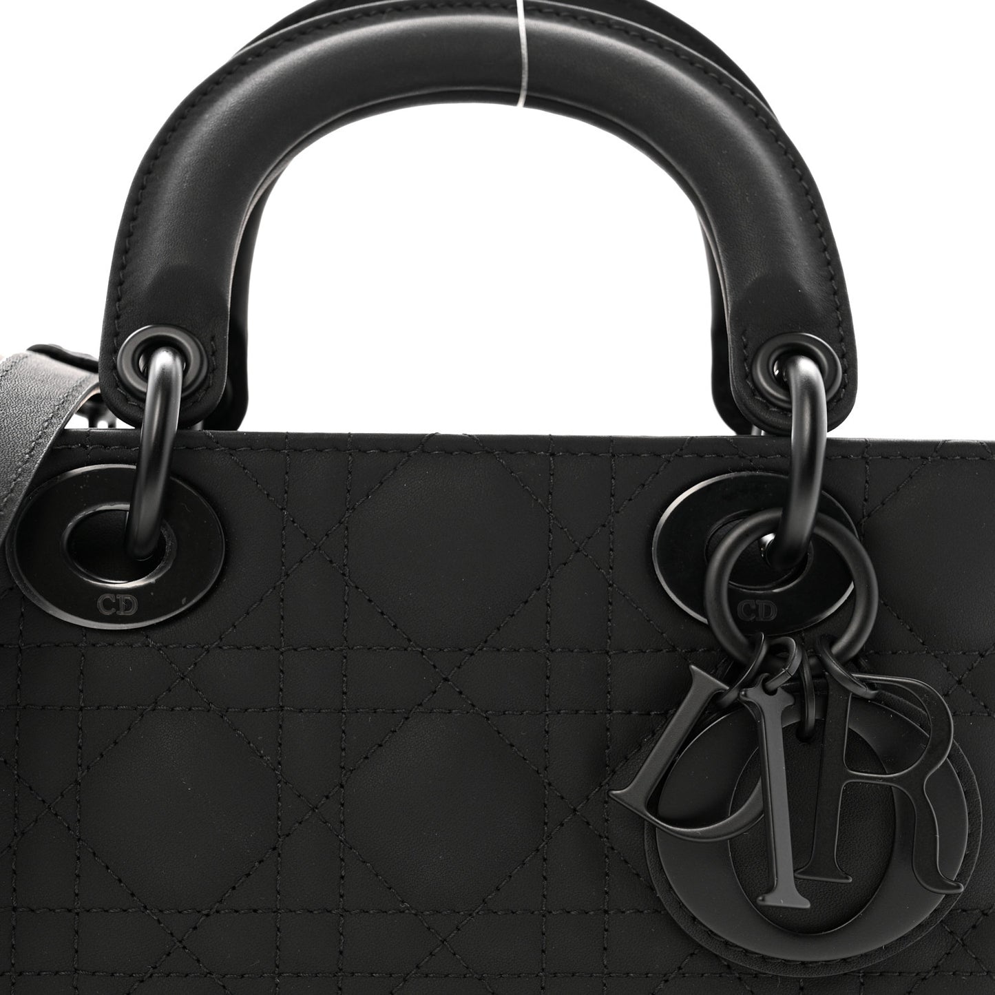 Ultra Matte Calfskin Cannage Medium Lady D-Joy Black