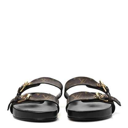 Louis Vuitton Monogram Bom Dia Mule Sandals 38 Black 3 of 10