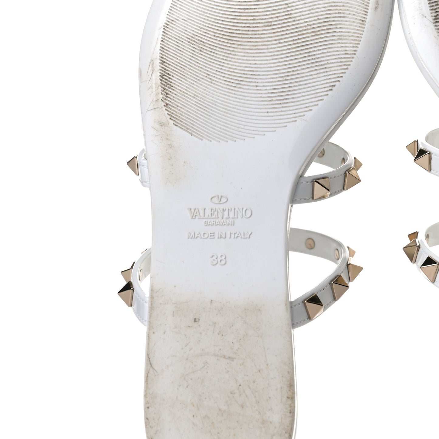 PVC Jelly Rockstud Caged Flat Thong Sandals 38 Optic White