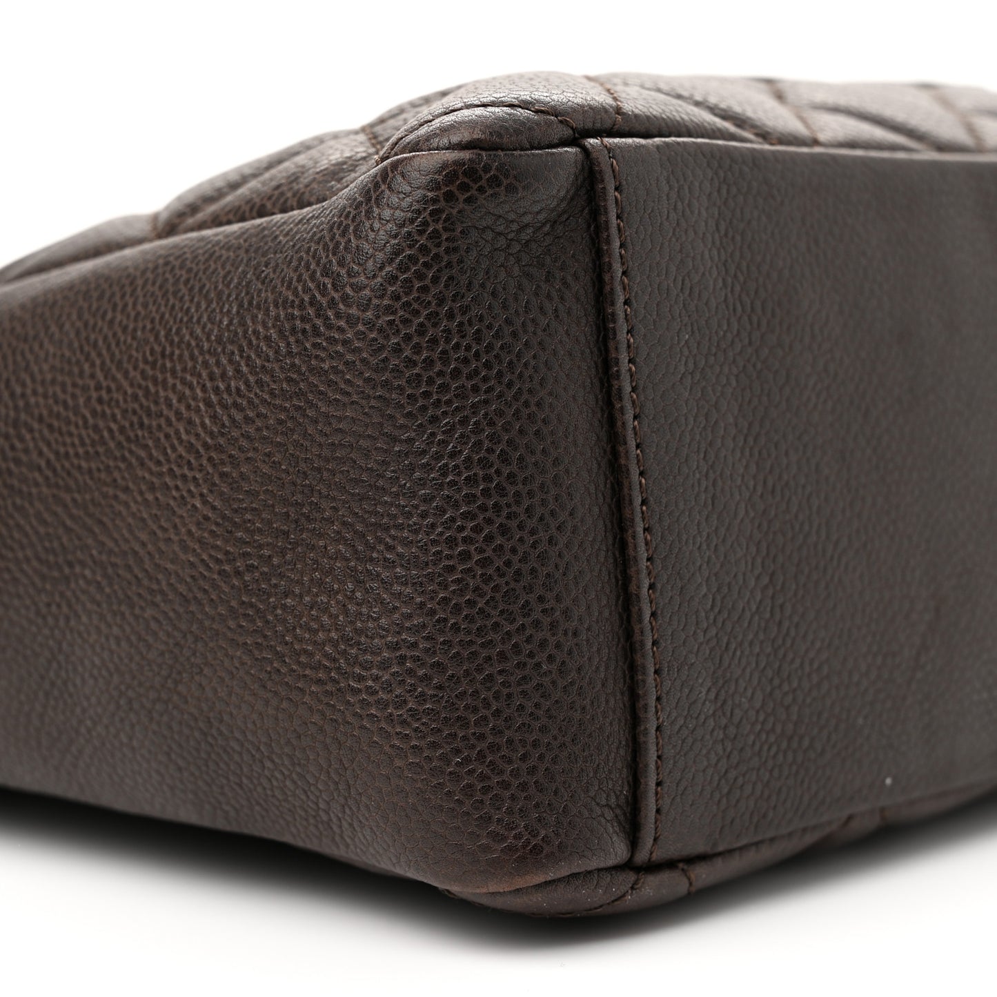 Caviar Quilted Petit Shopping Tote PST Dark Brown Brown