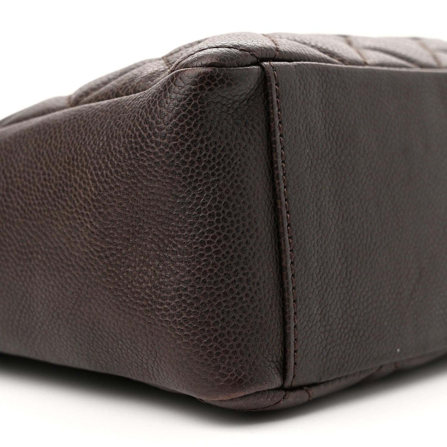 Chanel Caviar Quilted Petit Shopping Tote PST Dark Brown Brown 9 of 15
