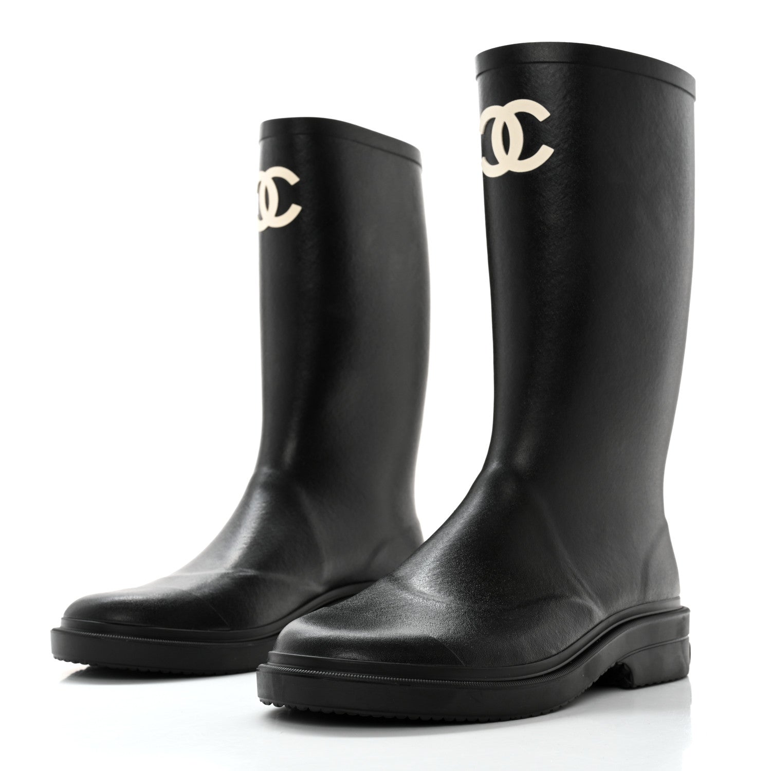 Chanel Caoutchouk CC High Boots 41 Black 3 of 9
