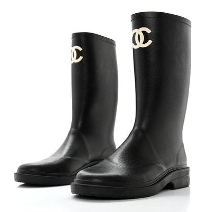 Chanel Caoutchouk CC High Boots 41 Black 3 of 9