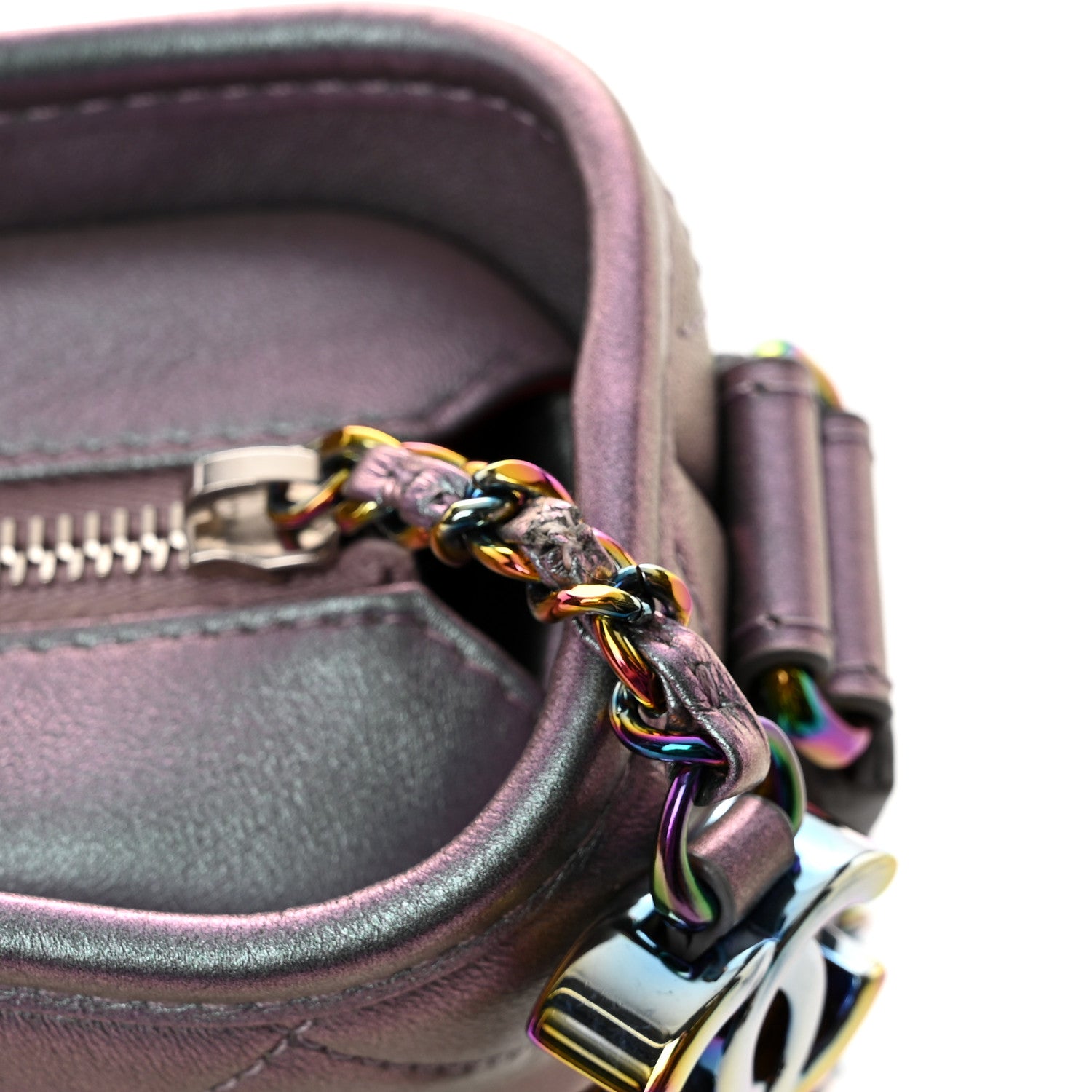 Chanel Iridescent Lambskin Calfskin Quilted Small Gabrielle Hobo Light Purple 12 of 13