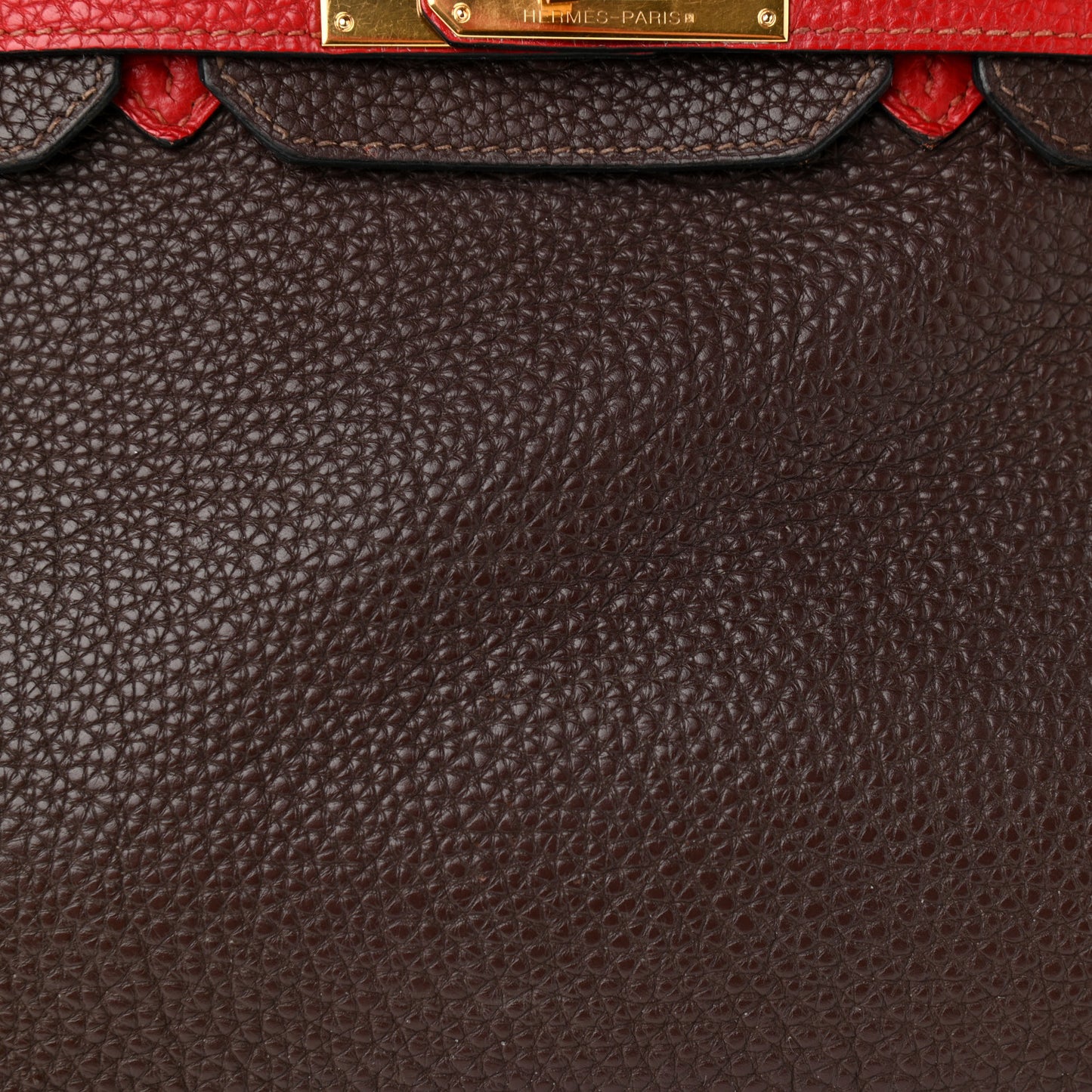 Togo Horseshoe Birkin 30 Chocolate Rouge Vif