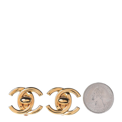 Chanel Metal CC Turnlock Clip On Earrings Gold 2 of 7
