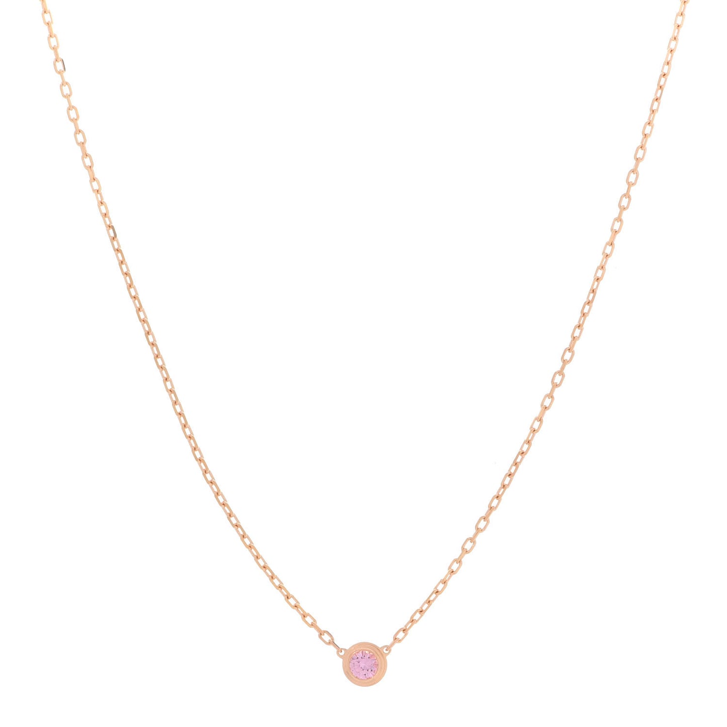 18K Pink Gold Pink Sapphire D'Amour Pendant Necklace