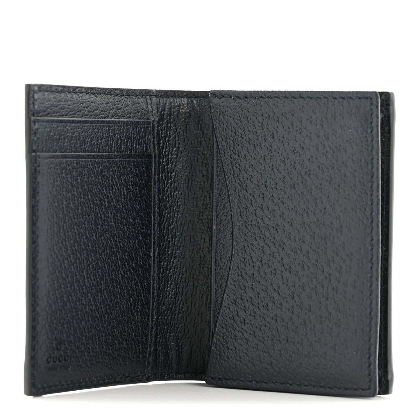 GG Supreme Monogram Textured Dollar Calfskin Web Ophidia Card Case Beige Blue
