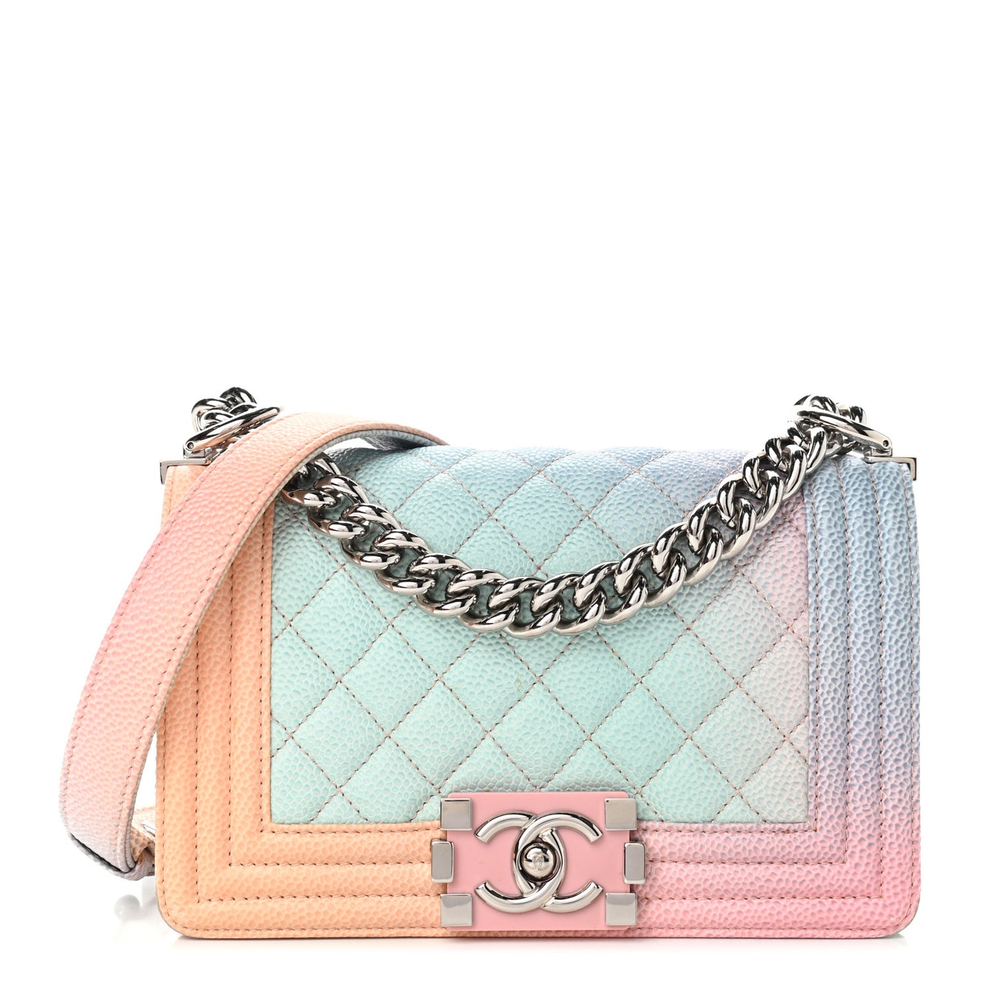 Caviar Quilted Small Cuba Rainbow Boy Flap Multicolor