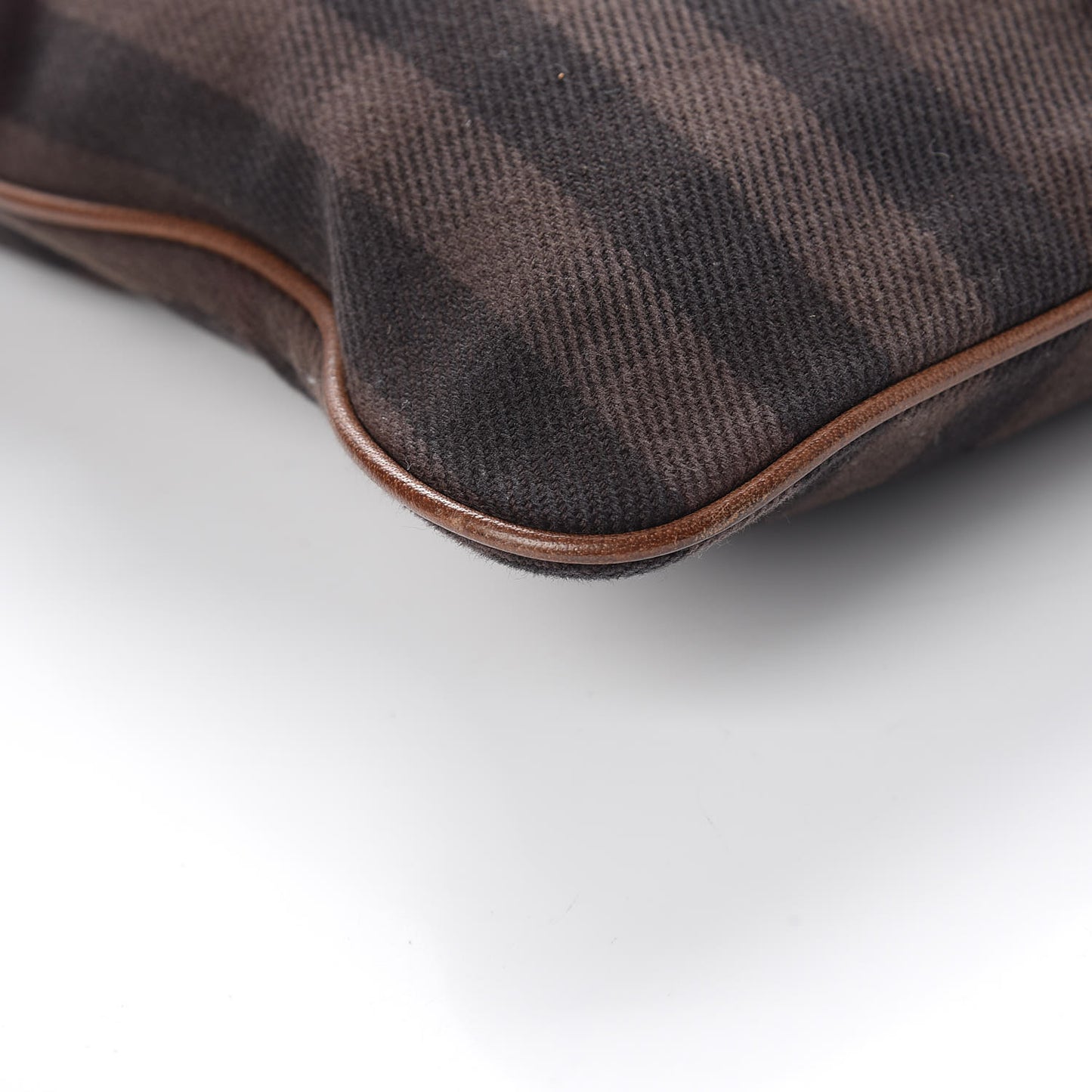 Overdyed Canvas House Check Flat Crossbody Messenger Bag Dark Brown