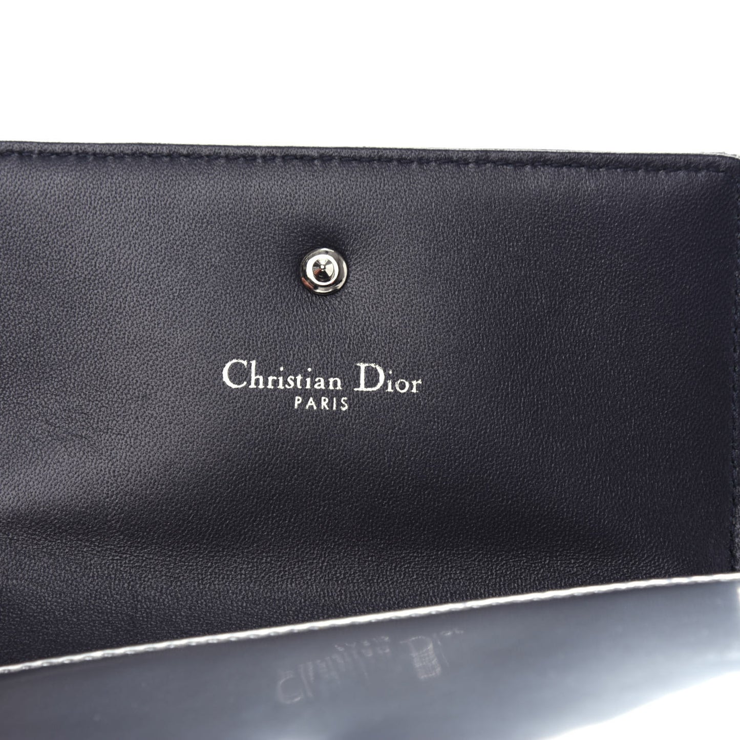 Metallic Patent Micro-Cannage Diorama Elancee Wallet Onyx Silver
