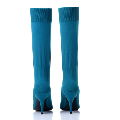 Balenciaga Jersey Crepe Pointed Toe Knife Booties 35 Azure 5 of 11