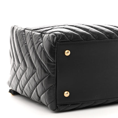 Chanel Aged Calfskin Chevron Coco Handle Shopping Tote Black 10 of 11