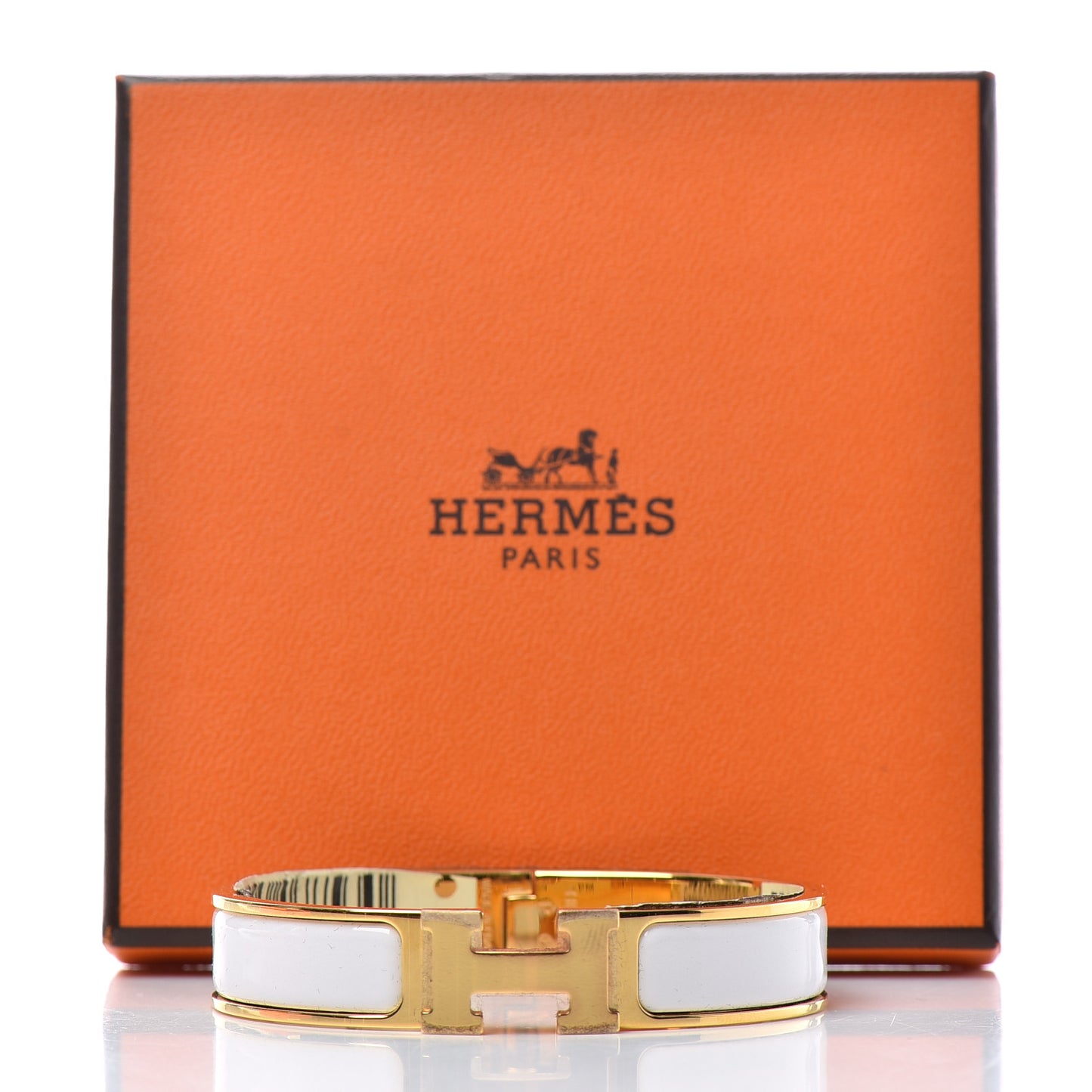 Enamel Narrow Clic Clac H Bracelet PM White