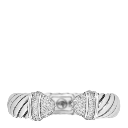 David Yurman Sterling Silver Diamond 15mm Waverly Bracelet 1 of 4