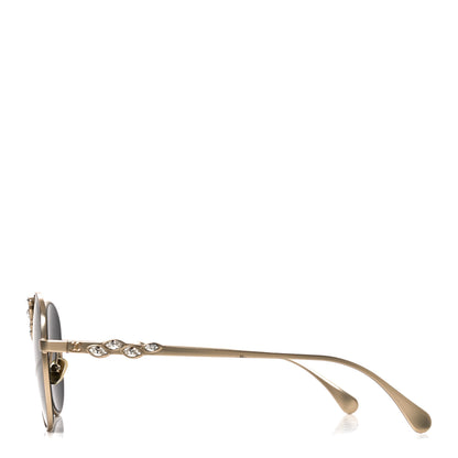 Chanel Metal Crystal Sparkling Wheat Round Sunglasses 71582 Gold 3 of 7