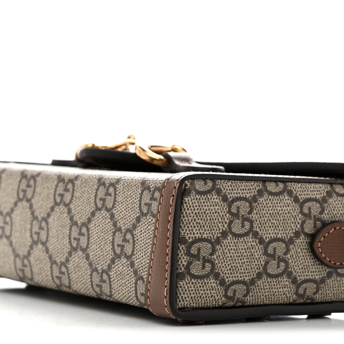 GG Supreme Monogram Mini Horsebit 1955 Shoulder Bag Beige Brown Sugar