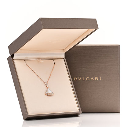 Bulgari 18K Rose Gold Diamond Large Mother of Pearl Divas' Dream Pendant Necklace 5 of 5