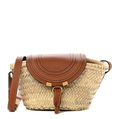 Chloe Raffia Calfskin Marcie Basket Tan 1 of 12