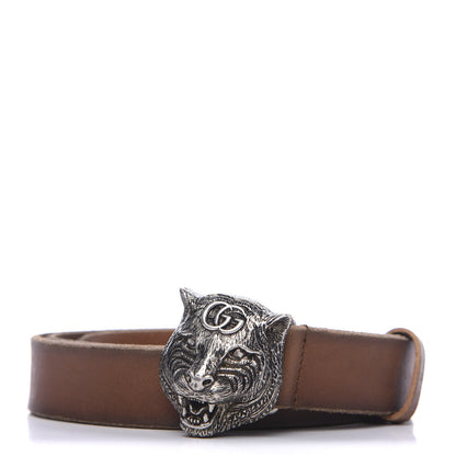 Gucci Cuoio Toscano Nickel Feline Buckle Belt 100 40 Cuir 1 of 5