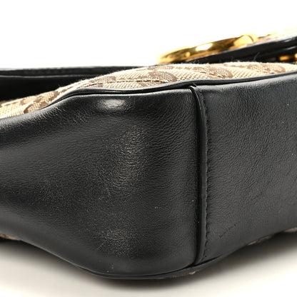 Gucci Monogram Matelasse Diagonal Small GG Marmont Shoulder Bag Beige Black 8 of 9
