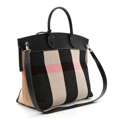 Burberry Calfskin Wool Cashmere Vintage Check Medium Society Tote Archive Beige 3 of 11