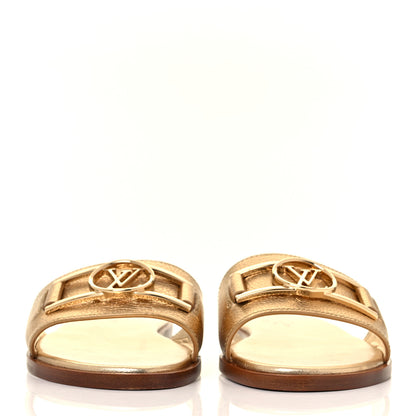 Louis Vuitton Metallic Calfskin Lock It Flat Mule 36 Gold 2 of 8