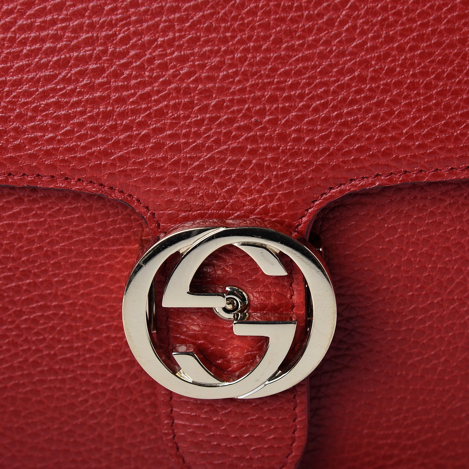Gucci Dollar Calfskin Interlocking G Shoulder Bag Red 10 of 10