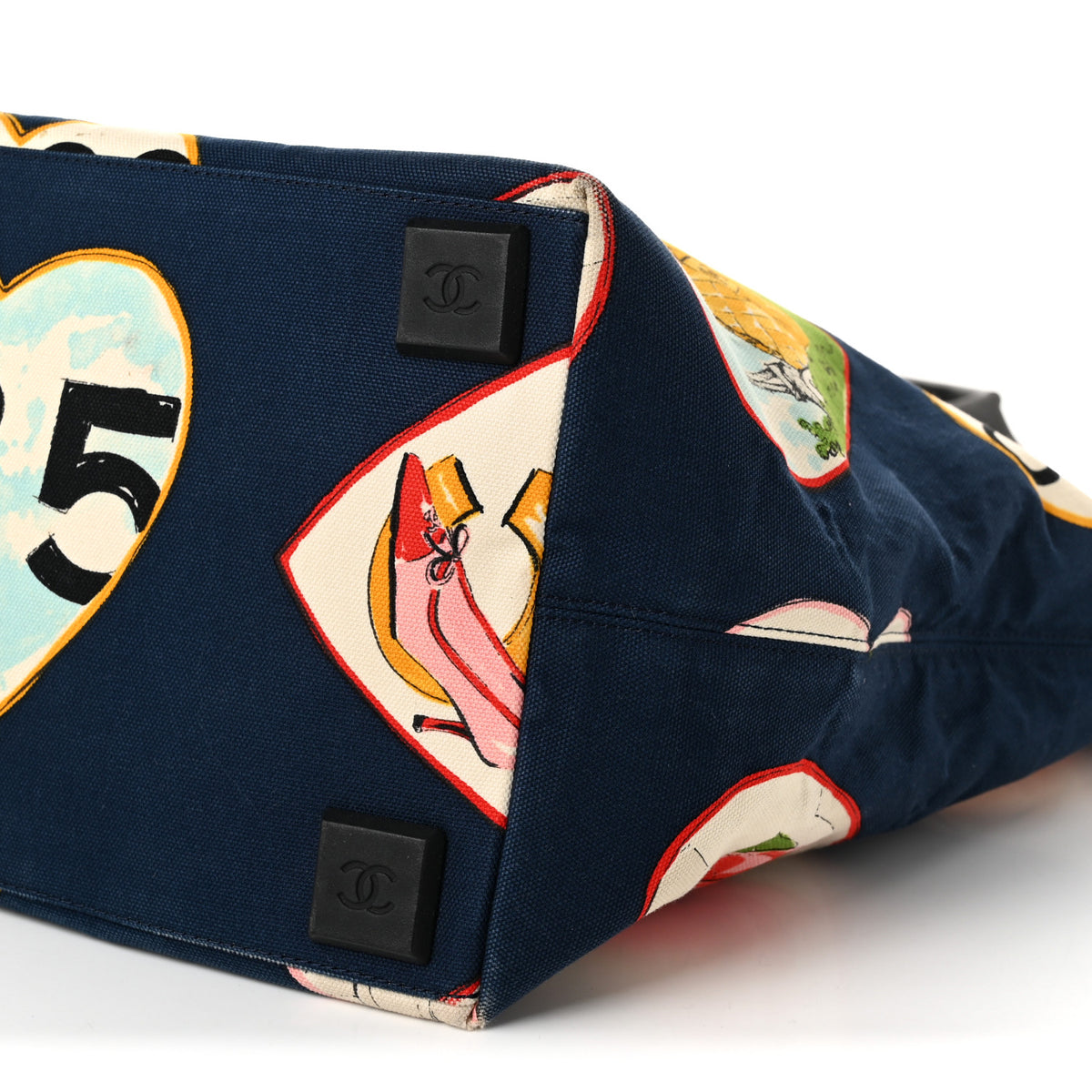 Chanel Canvas Coco Hearts Print Tote Blue 18 of 21