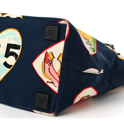 Chanel Canvas Coco Hearts Print Tote Blue 18 of 21