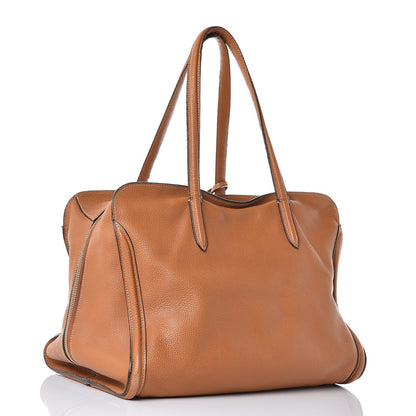Alexander McQueen Pebbled Calfskin Large Skull Padlock Zip Around Tote Camel 3 of 24
