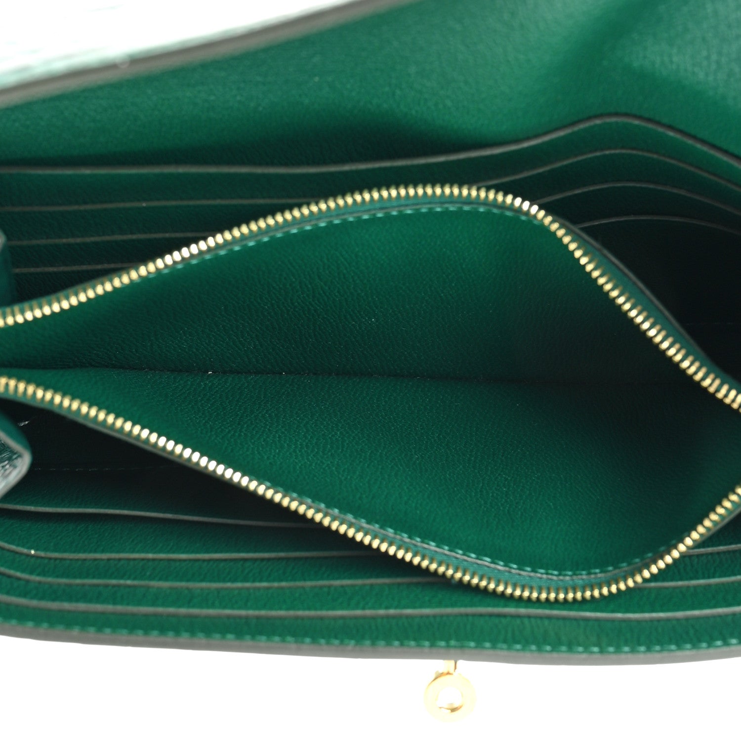 Hermes Shiny Alligator Kelly Wallet Longue Vert Emeraude 6 of 11