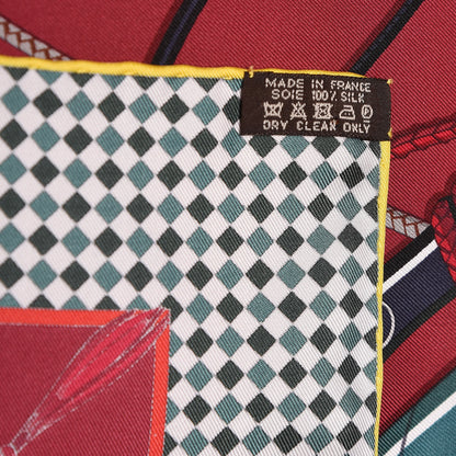 Hermes Silk Fouets et Badines Scarf 90 Bordeaux Vert Anthracite 4 of 4